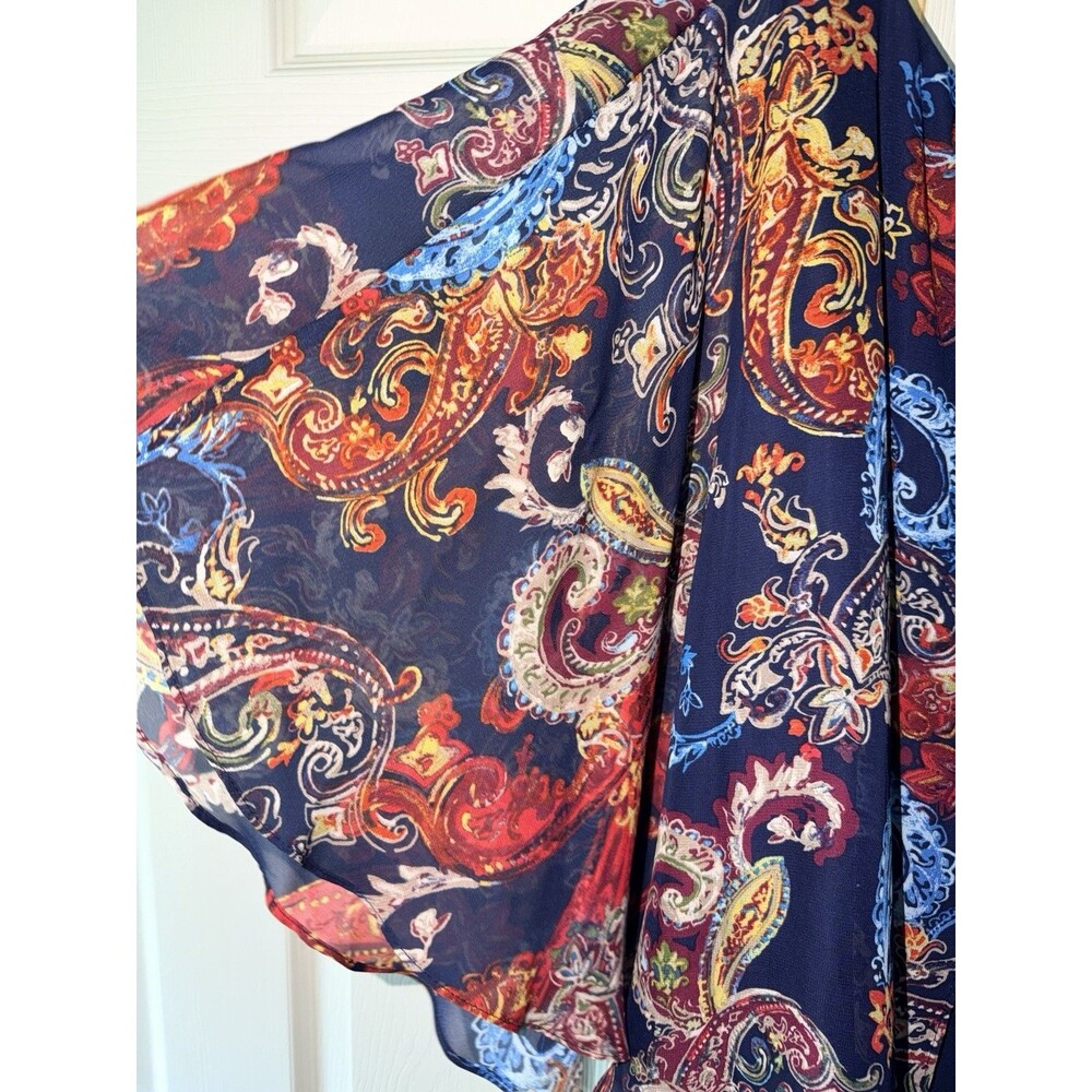 Connected Jumpsuit Womens Plus Sz 18W Floral Chiffon Cape Wide Leg Minimal Chic - Picture 8 of 9
